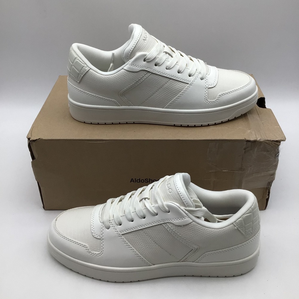 Aldo Zethan-110 Mens White Low Top Sneakers Croc Embossed Size 7 US NEW